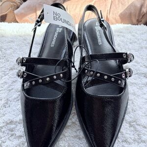 No Boundaries Black Studded Slingback Flats